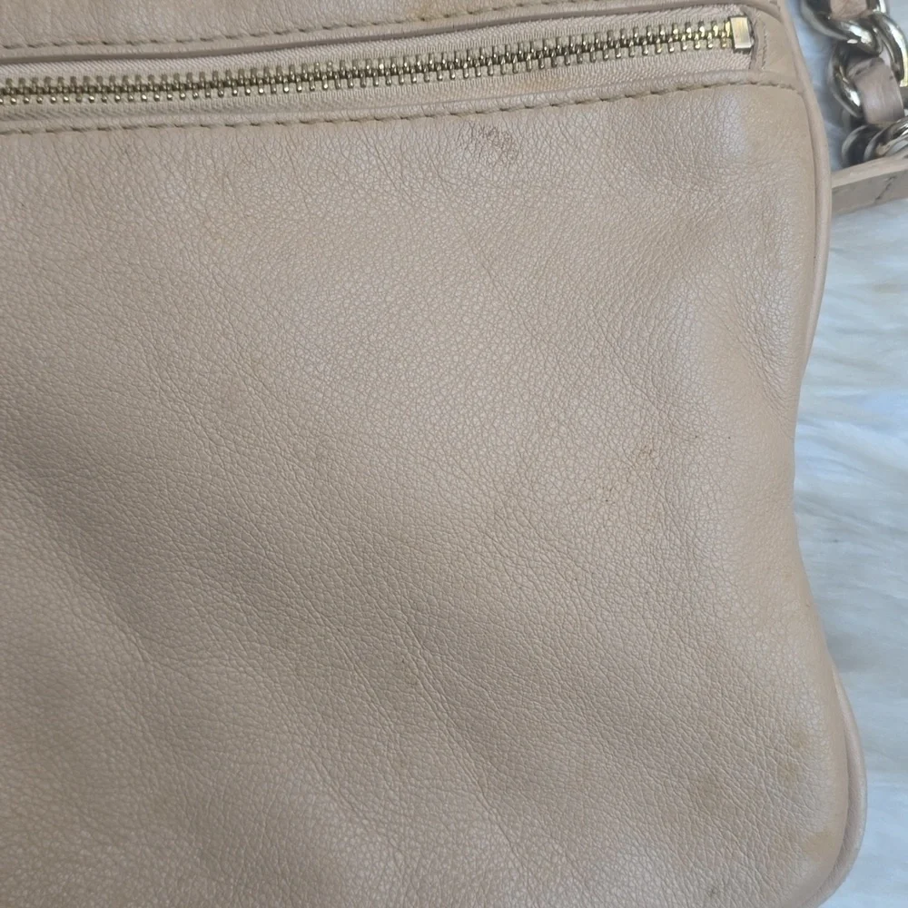 Vintage Kate Spade Beige Leather Shoulder Crossbody Street Bag tan